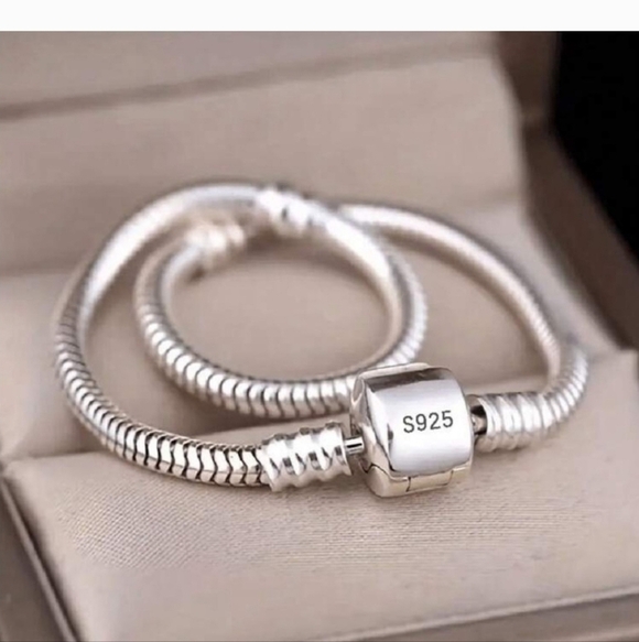 Elegant Snake Chain Charm Bracelets for Charm 925 sterling silver Bracelet 7.5" - Picture 2 of 9